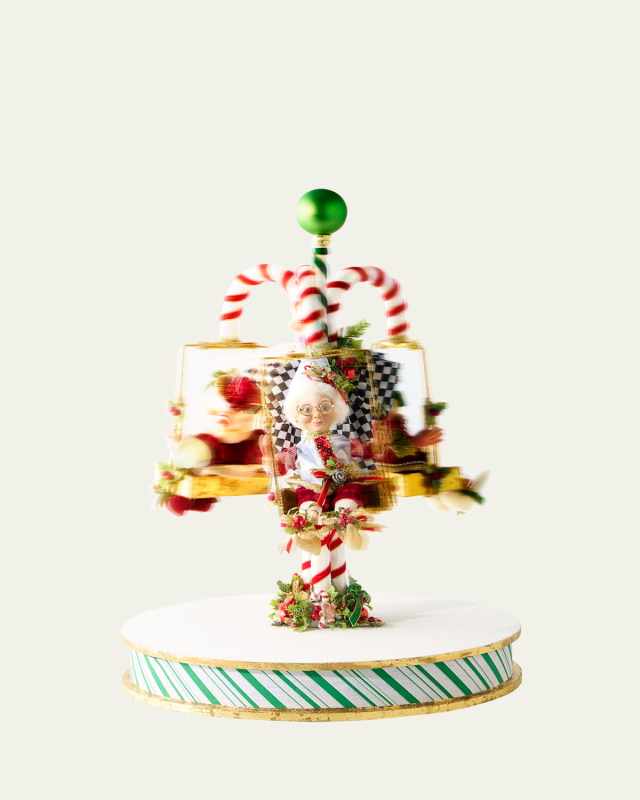 Candycane Carousel with Elf Christmas Decoration